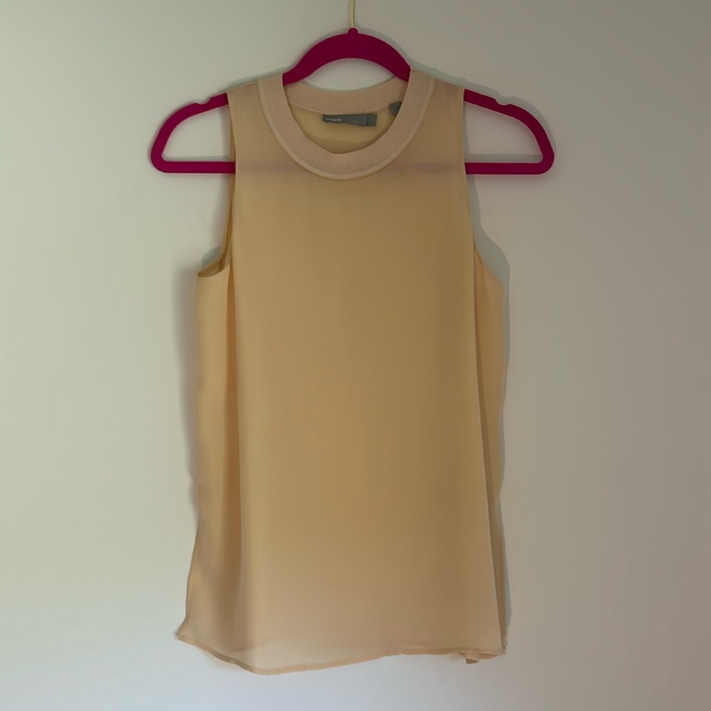 VINCE Rib Trim Crew Neck Shell Tank